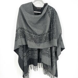 Fiori Di Firenze Gray Black Blanket Shawl Wrap, OS